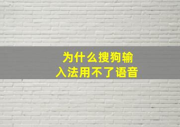 为什么搜狗输入法用不了语音