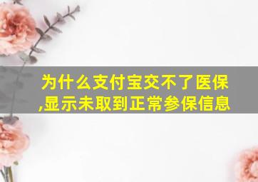 为什么支付宝交不了医保,显示未取到正常参保信息