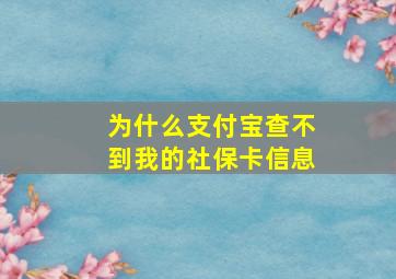 为什么支付宝查不到我的社保卡信息