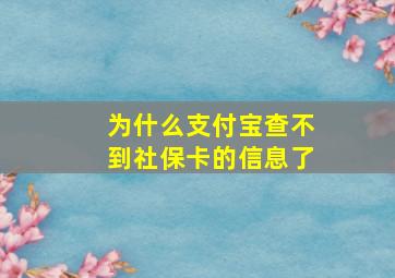 为什么支付宝查不到社保卡的信息了