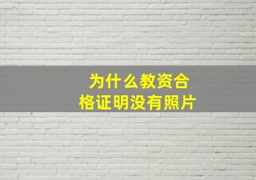 为什么教资合格证明没有照片