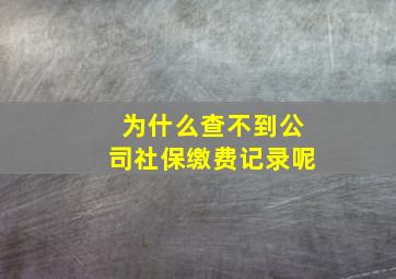 为什么查不到公司社保缴费记录呢