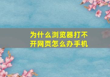 为什么浏览器打不开网页怎么办手机