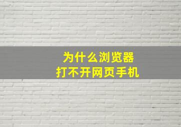 为什么浏览器打不开网页手机