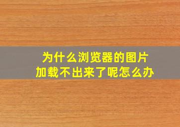 为什么浏览器的图片加载不出来了呢怎么办