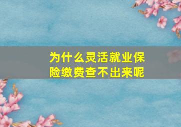 为什么灵活就业保险缴费查不出来呢