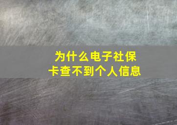 为什么电子社保卡查不到个人信息