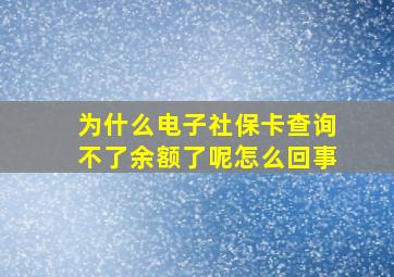 为什么电子社保卡查询不了余额了呢怎么回事