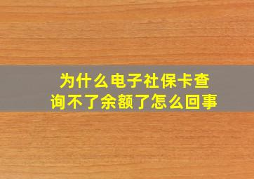 为什么电子社保卡查询不了余额了怎么回事