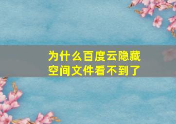 为什么百度云隐藏空间文件看不到了