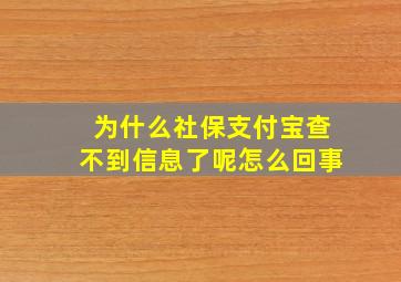 为什么社保支付宝查不到信息了呢怎么回事