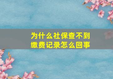 为什么社保查不到缴费记录怎么回事