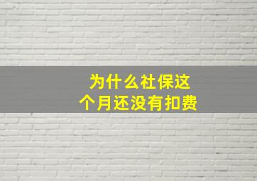 为什么社保这个月还没有扣费