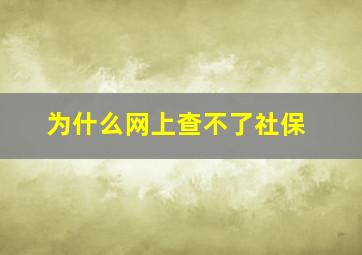 为什么网上查不了社保