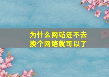 为什么网站进不去换个网络就可以了