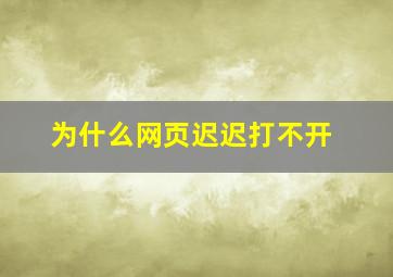 为什么网页迟迟打不开