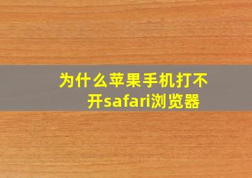 为什么苹果手机打不开safari浏览器