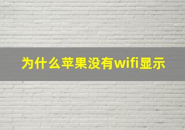 为什么苹果没有wifi显示