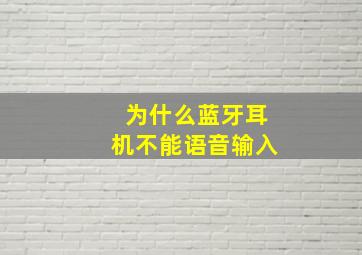 为什么蓝牙耳机不能语音输入