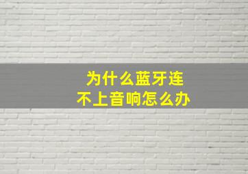 为什么蓝牙连不上音响怎么办