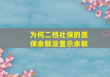 为何二档社保的医保余额没显示余额