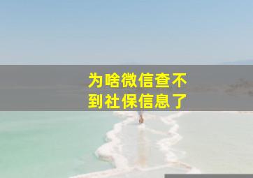 为啥微信查不到社保信息了