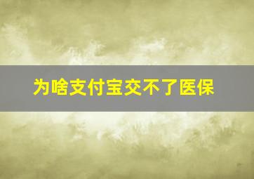 为啥支付宝交不了医保