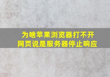 为啥苹果浏览器打不开网页说是服务器停止响应