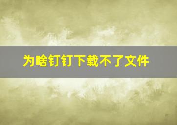 为啥钉钉下载不了文件