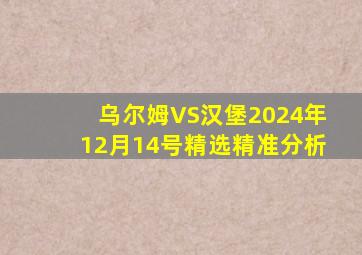 乌尔姆VS汉堡2024年12月14号精选精准分析