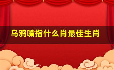 乌鸦嘴指什么肖最佳生肖