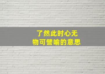 了然此时心无物可譬喻的意思