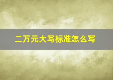 二万元大写标准怎么写