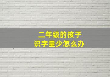 二年级的孩子识字量少怎么办