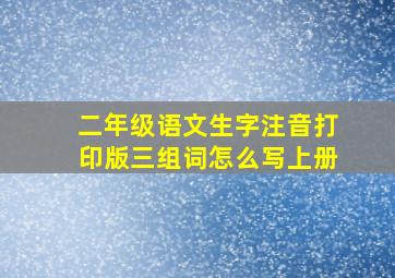 二年级语文生字注音打印版三组词怎么写上册