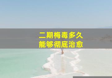 二期梅毒多久能够彻底治愈