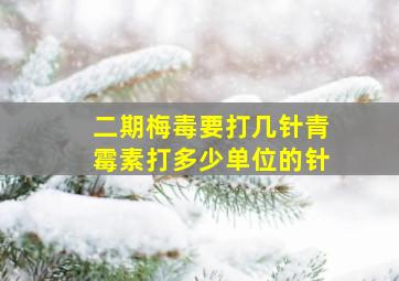 二期梅毒要打几针青霉素打多少单位的针