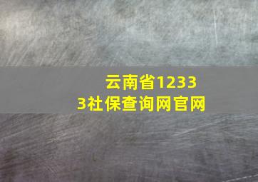 云南省12333社保查询网官网