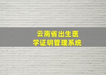 云南省出生医学证明管理系统