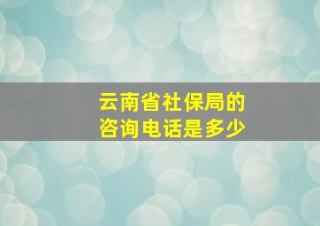 云南省社保局的咨询电话是多少