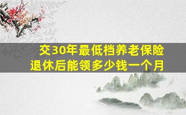 交30年最低档养老保险退休后能领多少钱一个月