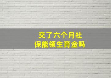 交了六个月社保能领生育金吗