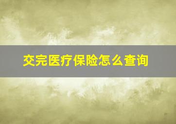 交完医疗保险怎么查询