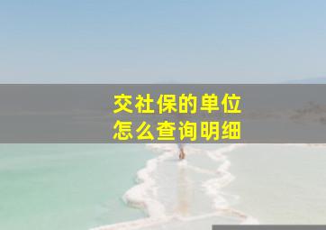 交社保的单位怎么查询明细