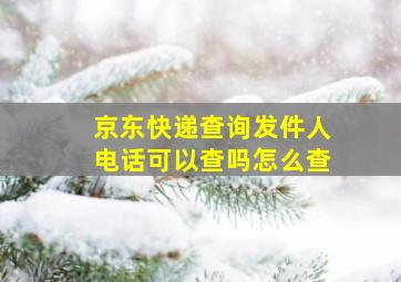 京东快递查询发件人电话可以查吗怎么查