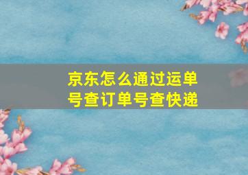 京东怎么通过运单号查订单号查快递