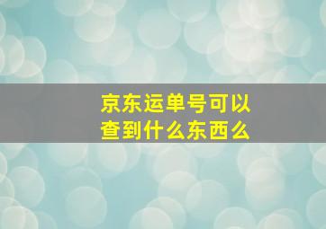 京东运单号可以查到什么东西么