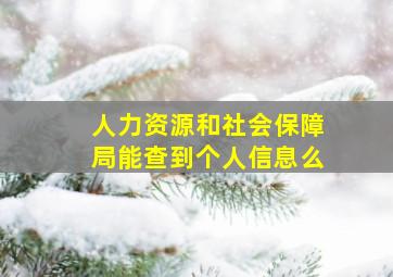 人力资源和社会保障局能查到个人信息么