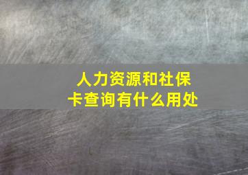 人力资源和社保卡查询有什么用处