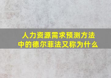 人力资源需求预测方法中的德尔菲法又称为什么